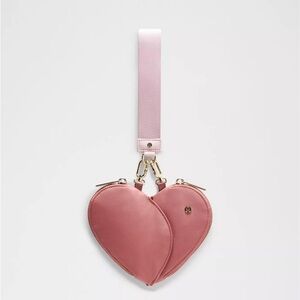 Dual Pouch Wristlet Heart - Spiced Chai Pink Haze Gold